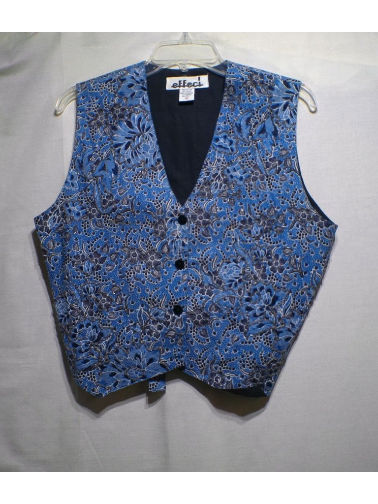 Vintage Effeci Vest Blue Floral Sequins Medium Indonesia